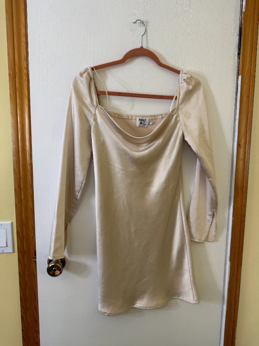 FREE with Purchase: Princess Polly Satin Cowl Neck Long Sleeve Mini Dress Size 4 - Picture 2 of 5